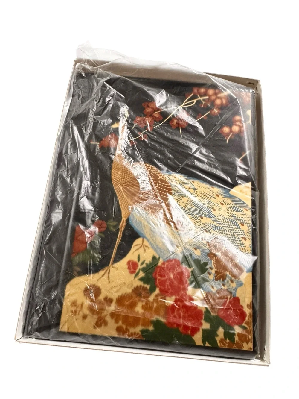 NEW Vintage Japanese Maki-e Lacquerware Address Book Peacock & Cherry Blossoms